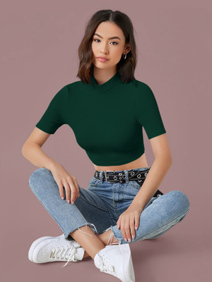 Kashonaa Casual Solid Women Dark Green Top