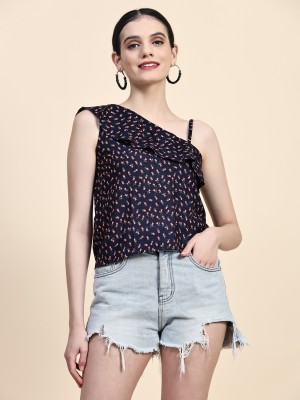 FLABAE Casual Printed Women Blue Top