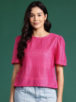 Dressberry Casual Self Design Women Pink Top