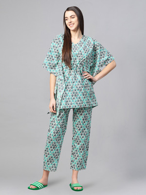 AKIKO Casual 3/4 Sleeve Printed Women Green Top