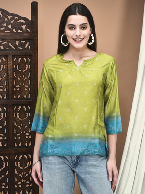 SHREE - SHE IS SPECIAL Casual Printed Women Green Top