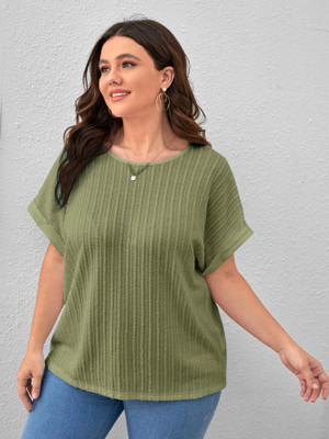 Rahi Trendz Casual Self Design Women Light Green Top