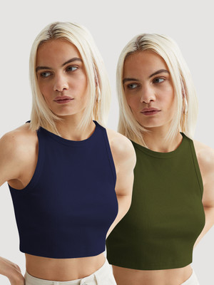 METRONAUT Casual Self Design, Solid Women Dark Blue Top