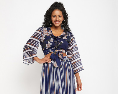 HouseOfCommon Casual Printed Women Blue Top