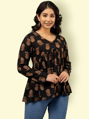 RIYA CREATIONS Casual Solid Women Black Top