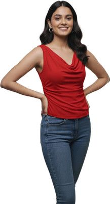 MADBORN CREATION Casual Solid Women Red Top