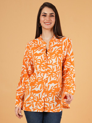 9 impression Casual Printed Women Orange Top