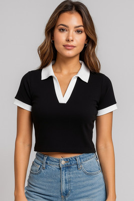 gita fashion Casual Self Design Women Black, White Top