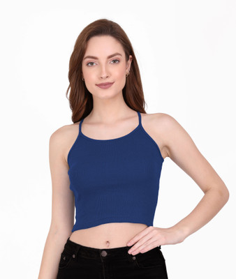 THE BLAZZE Casual Self Design Women Dark Blue Top