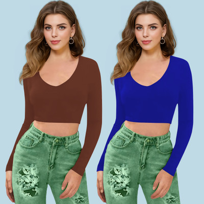 Dream Beauty Fashion Casual Solid Women Blue Top