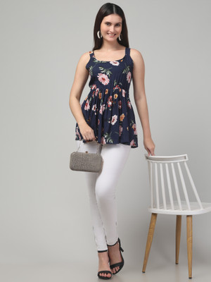 clobug Casual Floral Print Women Multicolor Top