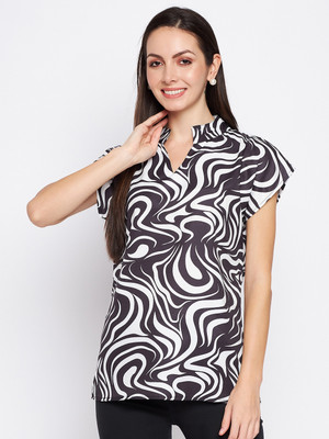 BRINNS Casual Printed Women Black, White Top