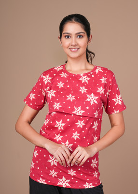 Mayaval Casual Printed Women Red Top