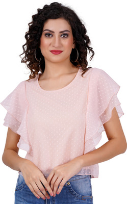 FIRST ARRIVAL Casual Self Design Women Pink Top