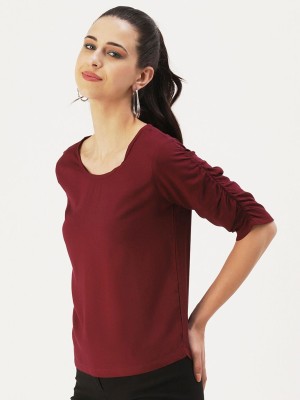 Dressberry Casual Solid Women Maroon Top