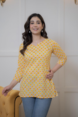 Bunkar Collection Women Printed Straight Kurta(Yellow)