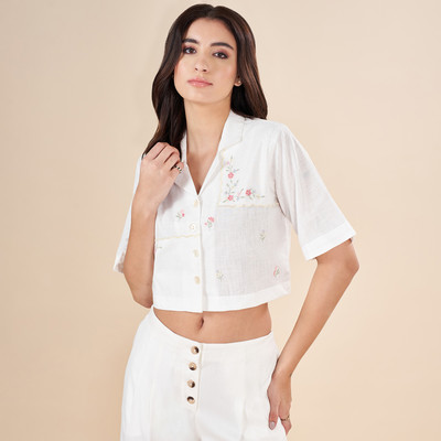 Akkriti by Pantaloons Casual Solid Women White Top