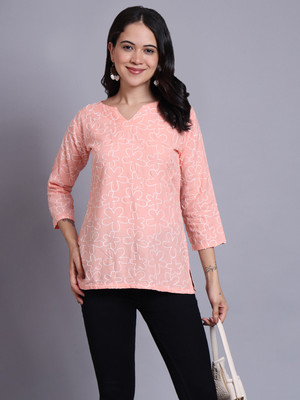ENTNICBLISS Casual Printed Women Pink Top