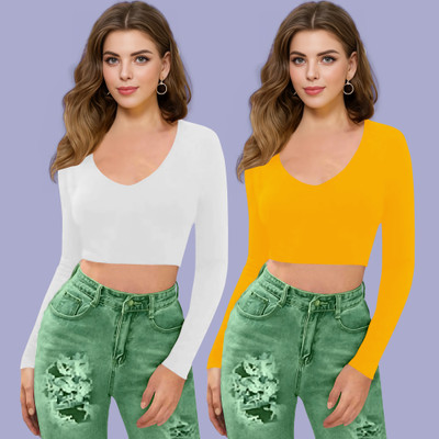 Dream Beauty Fashion Casual Solid Women Yellow Top