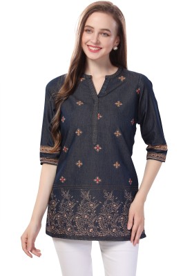 Meher Impex Casual Printed Women Dark Blue, Beige, Red Top