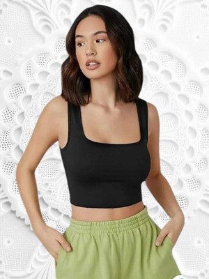 SHAHVEER CREATON Casual Solid Women Black Top