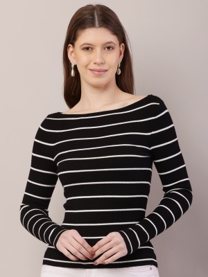 Nobarr Casual Striped Women Black Top