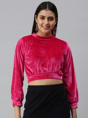 Showoff Casual Solid Women Pink Top