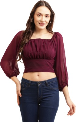 Lilyn Casual Solid Women Purple Top