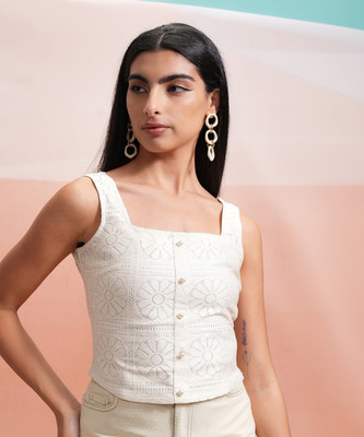 Tokyo Talkies Casual Solid Women White Top