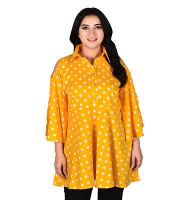 LINGRA Casual Printed Women Yellow Top