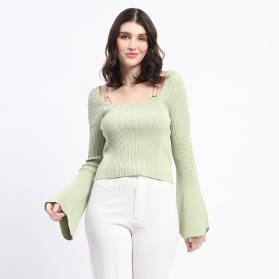 MADAME Casual Solid Women Green Top