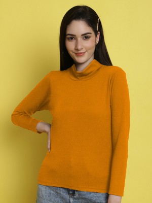 Tromko Casual Self Design Women Yellow Top