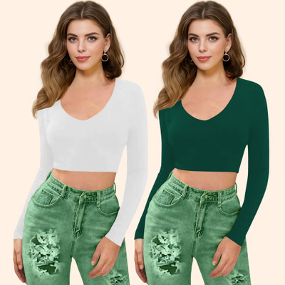 Kashonaa Casual Solid Women Green Top
