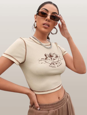 Saigarments Casual Printed Women Beige Top