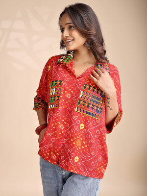 Youthnic Casual Embellished Women Red Top