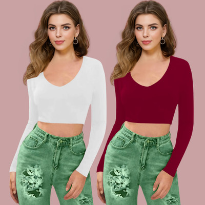 Dream Beauty Fashion Casual Self Design Women Maroon Top