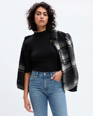 GAP Casual Solid Women Black Top