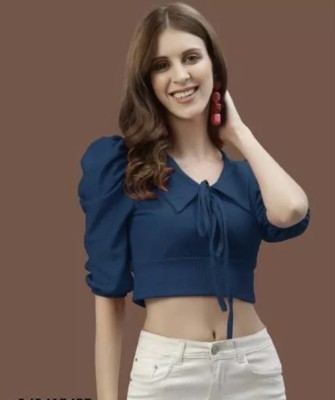 swaggish Casual Solid Women Blue Top