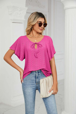 OUTZIDR Casual Self Design Women Pink Top
