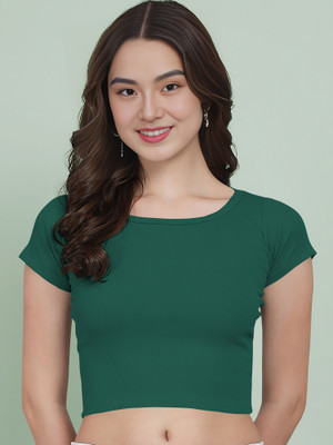 NAVYANKAA Casual Self Design Women Dark Green Top
