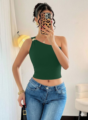 TIVANTE Party Solid Women Dark Green Top