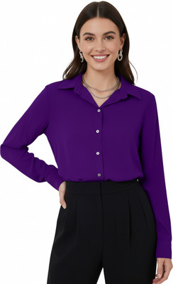 Leriya Fashion Casual Solid Women Purple Top