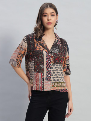 Veldress Casual Floral Print Women Multicolor Top