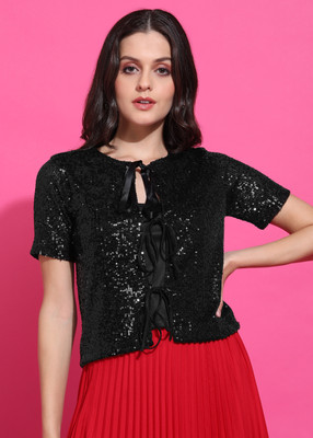 saffe Casual Embellished Women Black Top