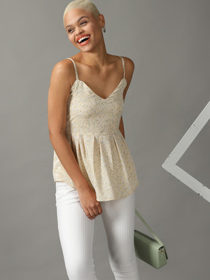 SHOWOFFFF Casual Printed Women Yellow Top