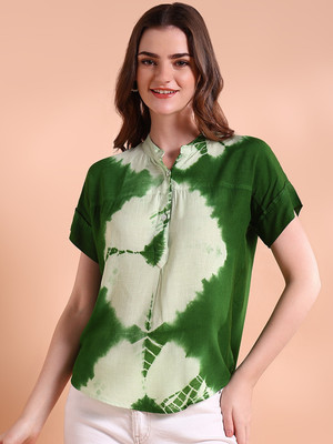 METRONAUT Casual Tie & Dye Women Green Top