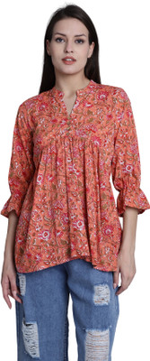 VihaanExim Party Printed Women Multicolor Top