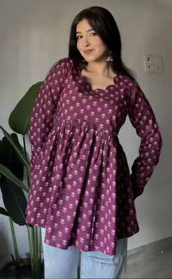 linza Casual Printed Women Purple Top
