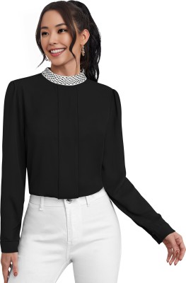 Entangle Formal Solid Women Black Top