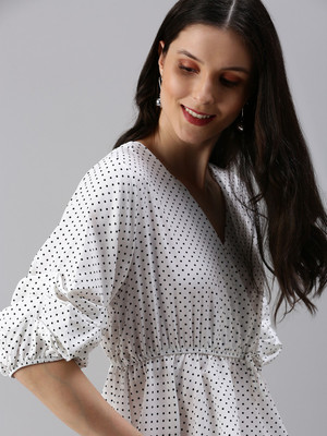 SHOWOFFFF Casual Printed Women White Top
